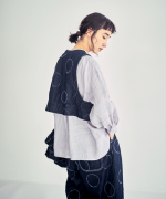 ドットカット刺繡デニム　ベスト