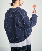 ドットカット刺繡デニム　ジャケット