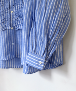 テンセルリネンストライプ　フリルブラウス