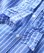 テンセルリネンストライプ　フリルブラウス