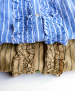 テンセルリネンストライプ　フリルブラウス