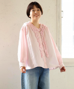ふわふわコットン　フリルブラウス