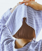 テンセルリネンストライプ　チュニックシャツ(スカーフ付き)