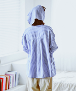 テンセルリネンストライプ　チュニックシャツ(スカーフ付き)