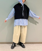 テンセルリネンストライプ　チュニックシャツ(スカーフ付き)