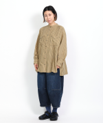 テンセルリネンストライプ　チュニックシャツ(スカーフ付き)