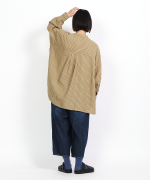 テンセルリネンストライプ　チュニックシャツ(スカーフ付き)