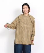 テンセルリネンストライプ　チュニックシャツ(スカーフ付き)