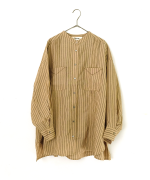 テンセルリネンストライプ　チュニックシャツ(スカーフ付き)