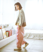 ジンバブエコットンツイル　サイドフリルパンツ