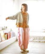 ジンバブエコットンツイル　サイドフリルパンツ