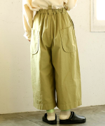 ジンバブエコットンツイル　8分丈ワイドパンツ