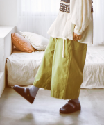 ジンバブエコットンツイル　8分丈ワイドパンツ