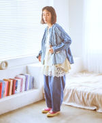 コットンリネンツイルキャンバス　シャツ