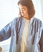 コットンリネンツイルキャンバス　シャツ