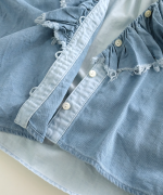 コットンリネンツイルキャンバス　フリルカラーブラウス