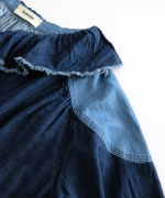 コットンリネンツイルキャンバス　フリルカラーブラウス