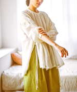 ラミーテンセルツイル　サイドリボンブラウス