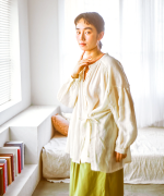 ラミーテンセルツイル　サイドリボンブラウス