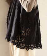 コットンリネンキャンバス×バテンレース　2wayキャミソール