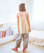 コットンリネンキャンバス×バテンレース　2wayキャミソール