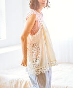 コットンリネンキャンバス×バテンレース　2wayキャミソール