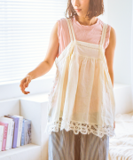 コットンリネンキャンバス×バテンレース　2wayキャミソール