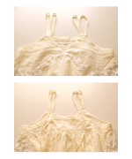 コットンリネンキャンバス×バテンレース　2wayキャミソール