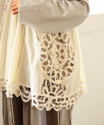 コットンリネンキャンバス×バテンレース　2wayキャミソール