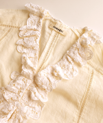 コットンリネンキャンバス×バテンレース　ブラウス