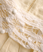 コットンリネンキャンバス×バテンレース　ブラウス