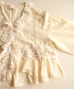 コットンリネンキャンバス×バテンレース　ブラウス