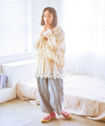 コットンリネンキャンバス×バテンレース　ブラウス