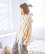 コットンリネンキャンバス×バテンレース　ブラウス