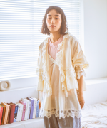 コットンリネンキャンバス×バテンレース　ブラウス