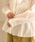 太番手ステッチコットンリネンボイル　シャツ