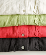 太番手ステッチコットンリネンボイル　シャツ