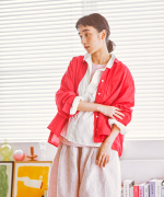 太番手ステッチコットンリネンボイル　シャツ