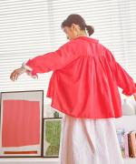 太番手ステッチコットンリネンボイル　シャツ