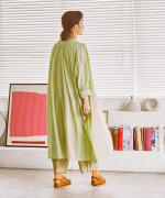 太番手ステッチコットンリネンボイル　2wayワンピース