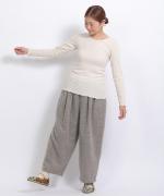 コットンノヴァテレコ　Uネック長袖