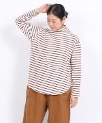 スープレコットンボーダー天竺　ハイネックロングT