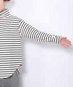 スープレコットンボーダー天竺　ハイネックロングT