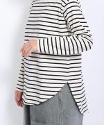 スープレコットンボーダー天竺　ハイネックロングT