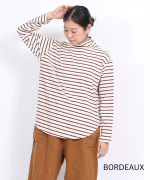 スープレコットンボーダー天竺　ハイネックロングT