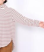 スープレコットンボーダー天竺　ハイネックロングT