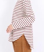 スープレコットンボーダー天竺　ハイネックロングT