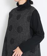 スープレコットン天竺　裾ラウンドハイネックロングT