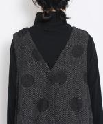 スープレコットン天竺　裾ラウンドハイネックロングT