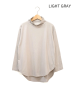 スープレコットン天竺　裾ラウンドハイネックロングT